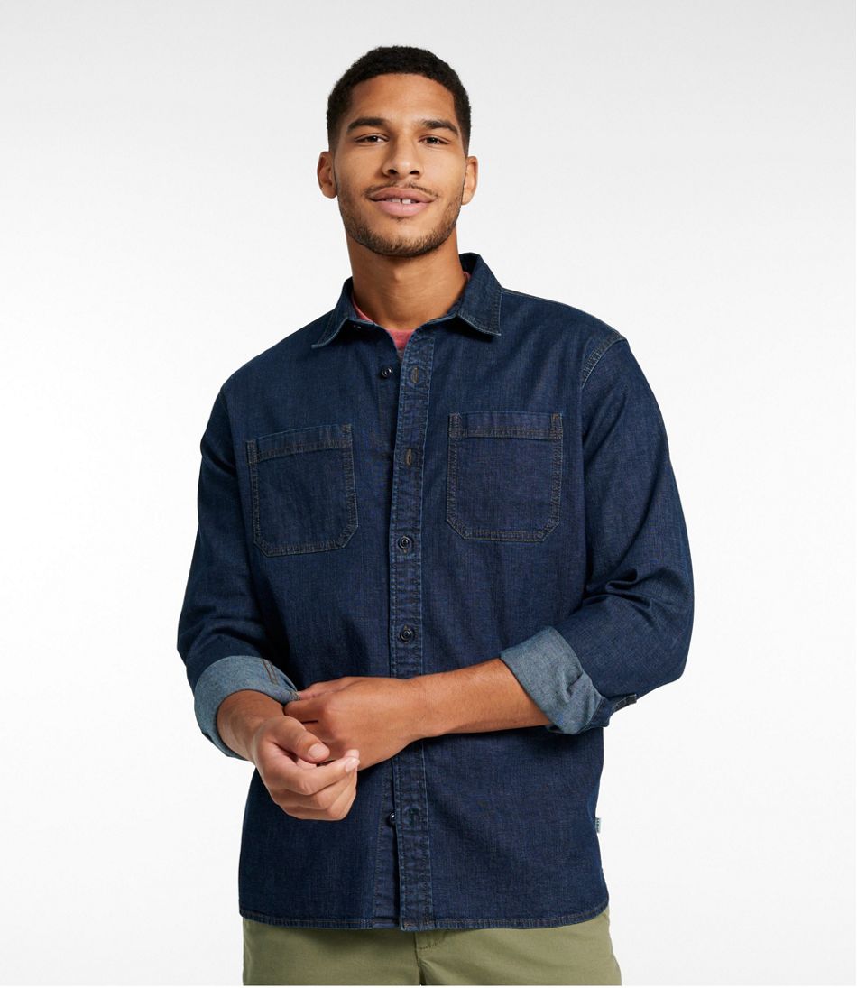 L.L.Bean | Men's BeanFlex® Denim Shirt, Traditional Untucked Fit