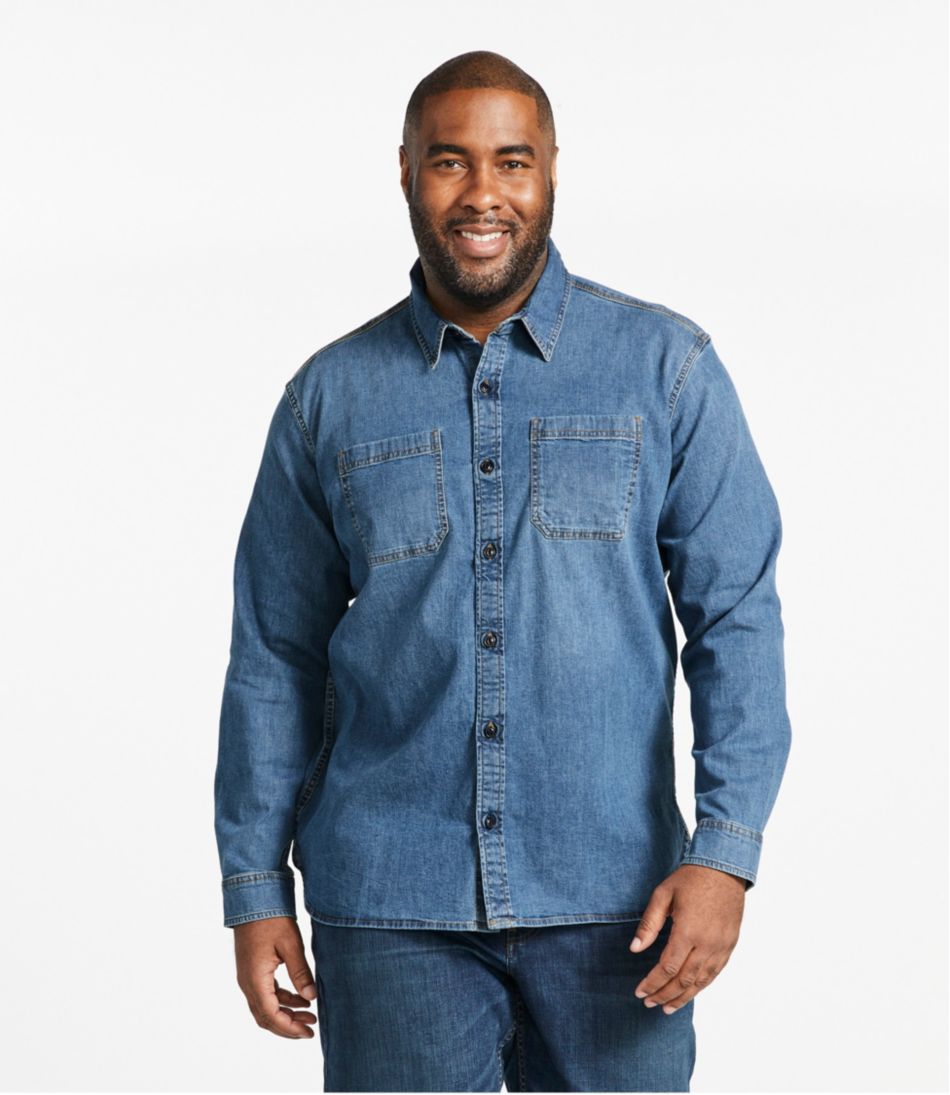 L.L.Bean | Men's BeanFlex® Denim Shirt, Traditional Untucked Fit