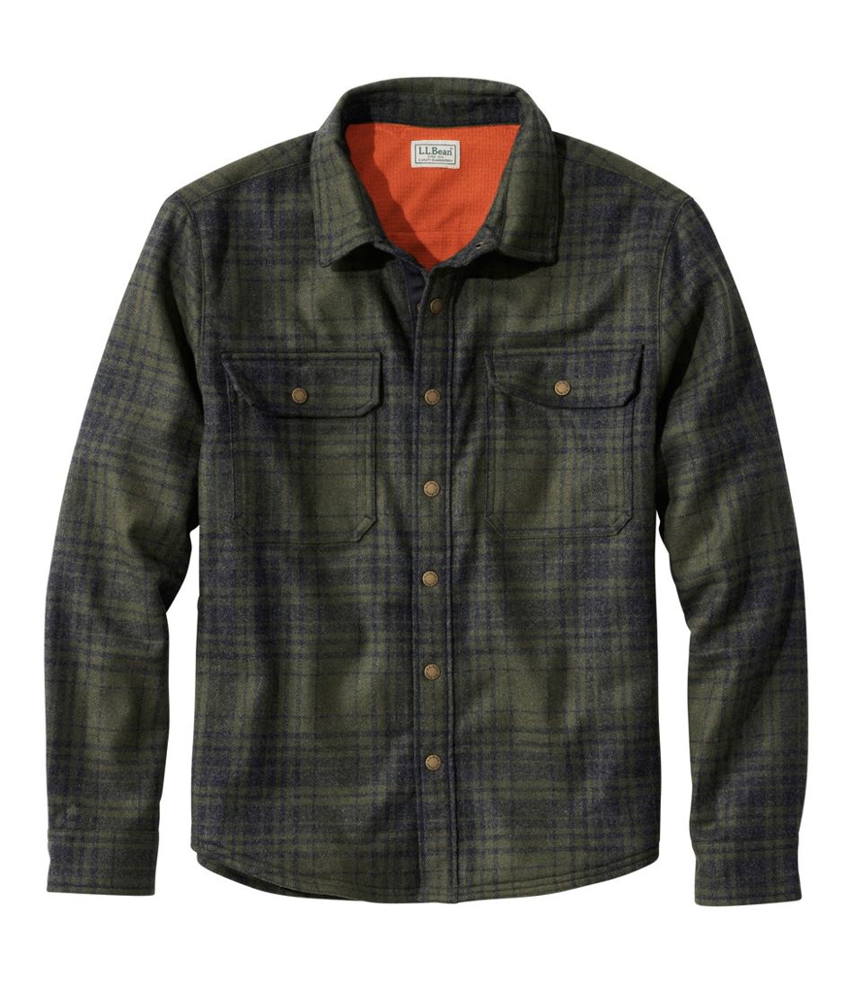 L.L.Bean | Men's Maine Guide Lightweight Lined Wool Field Shirt, Plaid