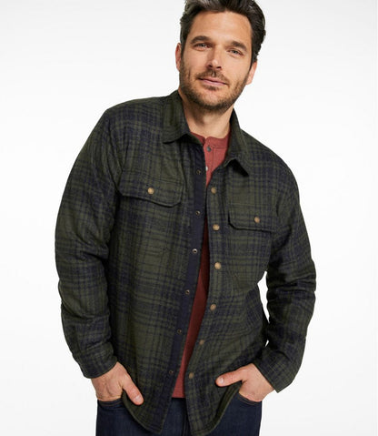 L.L.Bean | Men's Maine Guide Lightweight Lined Wool Field Shirt, Plaid