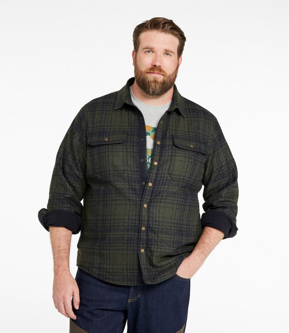 L.L.Bean | Men's Maine Guide Lightweight Lined Wool Field Shirt, Plaid