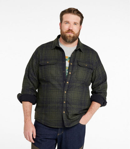 L.L.Bean | Men's Maine Guide Lightweight Lined Wool Field Shirt, Plaid