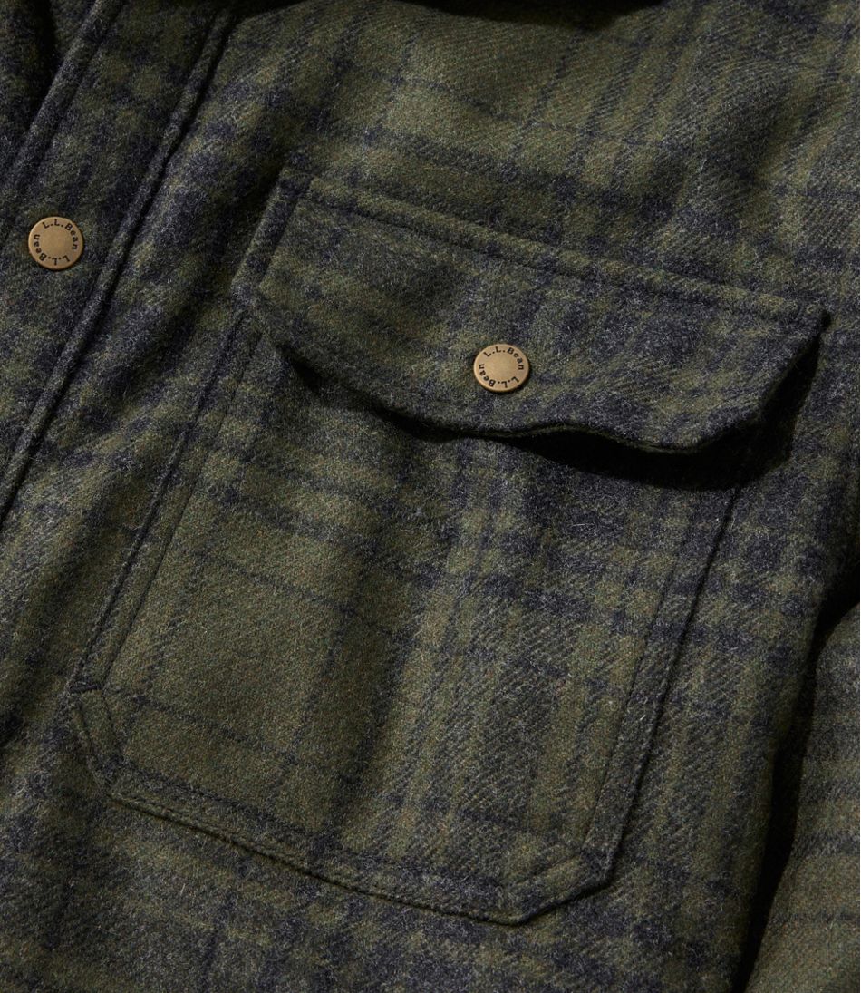 L.L.Bean | Men's Maine Guide Lightweight Lined Wool Field Shirt, Plaid