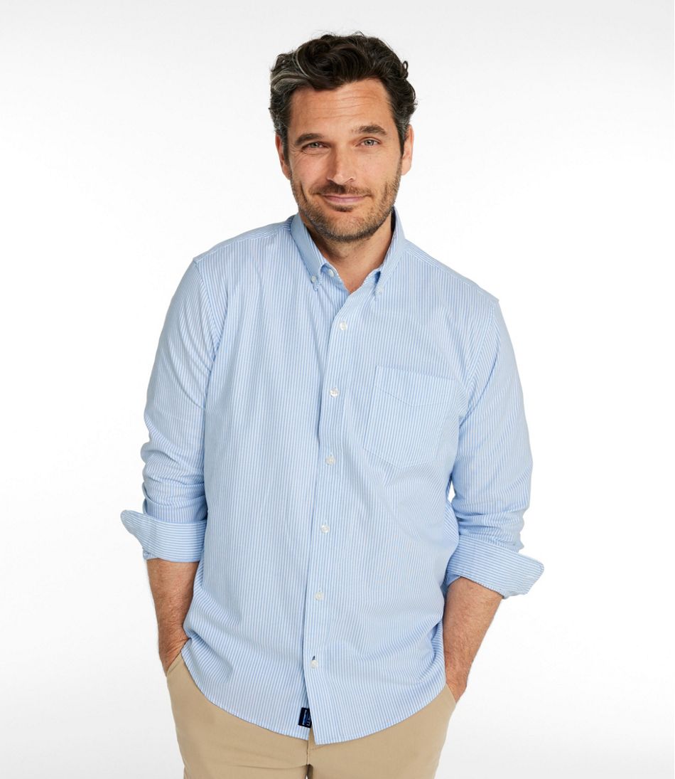 L.L.Bean | Men's Comfort Stretch Oxford Shirt, Traditional Untucked Fit, Stripe