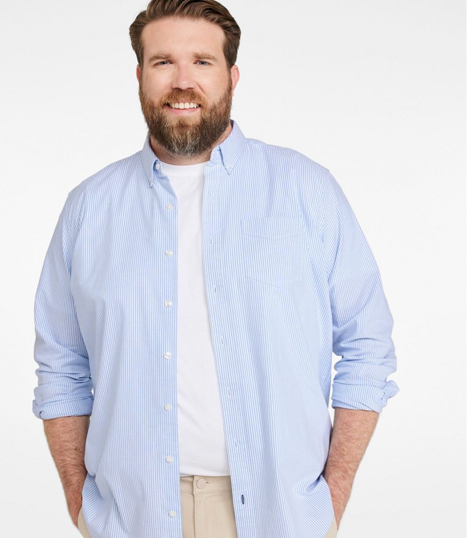 L.L.Bean | Men's Comfort Stretch Oxford Shirt, Traditional Untucked Fit, Stripe