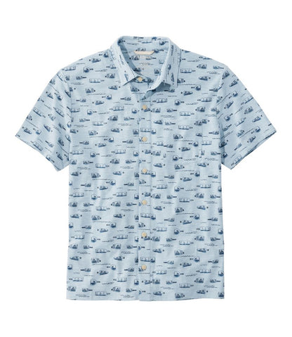L.L.Bean | Men's Lakewashed Performance Shirts, Button-Front Shirt, Short-Sleeve, Print