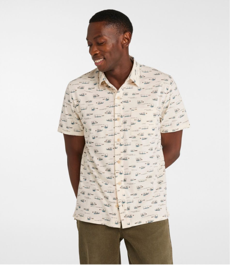L.L.Bean | Men's Lakewashed Performance Shirts, Button-Front Shirt, Short-Sleeve, Print