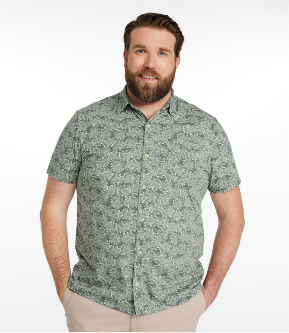 L.L.Bean | Men's Lakewashed Performance Shirts, Button-Front Shirt, Short-Sleeve, Print