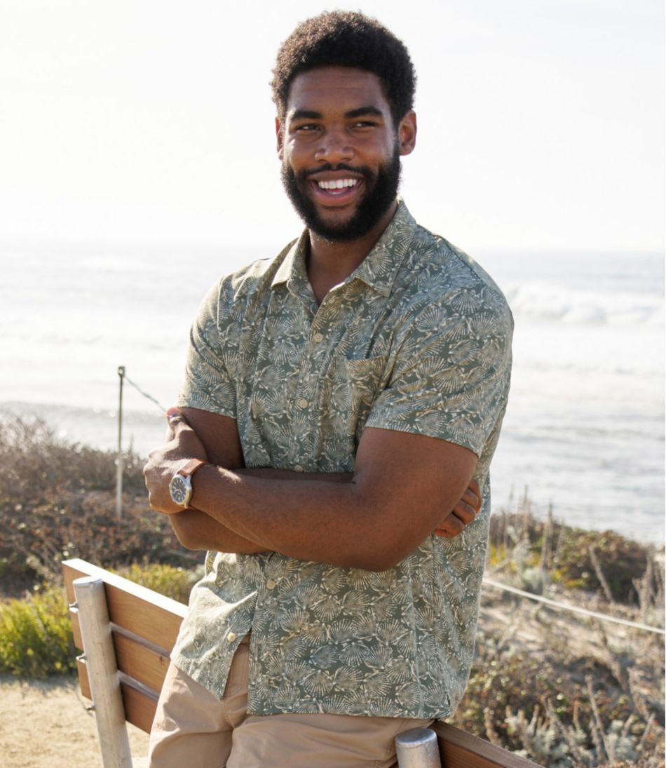 L.L.Bean | Men's Lakewashed Performance Shirts, Button-Front Shirt, Short-Sleeve, Print