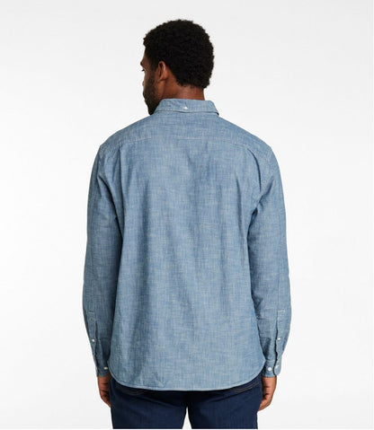 L.L.Bean | Men's Comfort Stretch® Chambray Shirt, Long-Sleeve, Slightly Fitted Untucked Fit