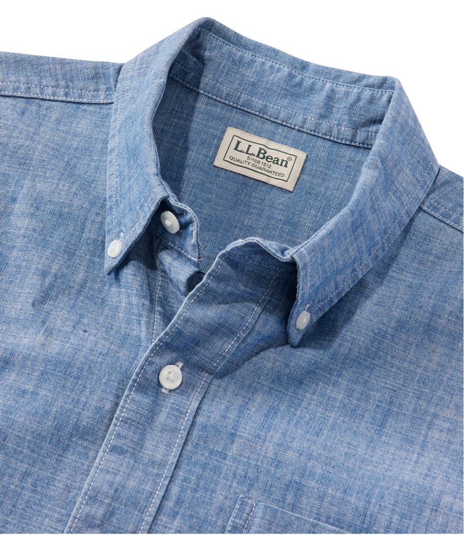 L.L.Bean | Men's Comfort Stretch® Chambray Shirt, Long-Sleeve, Slightly Fitted Untucked Fit