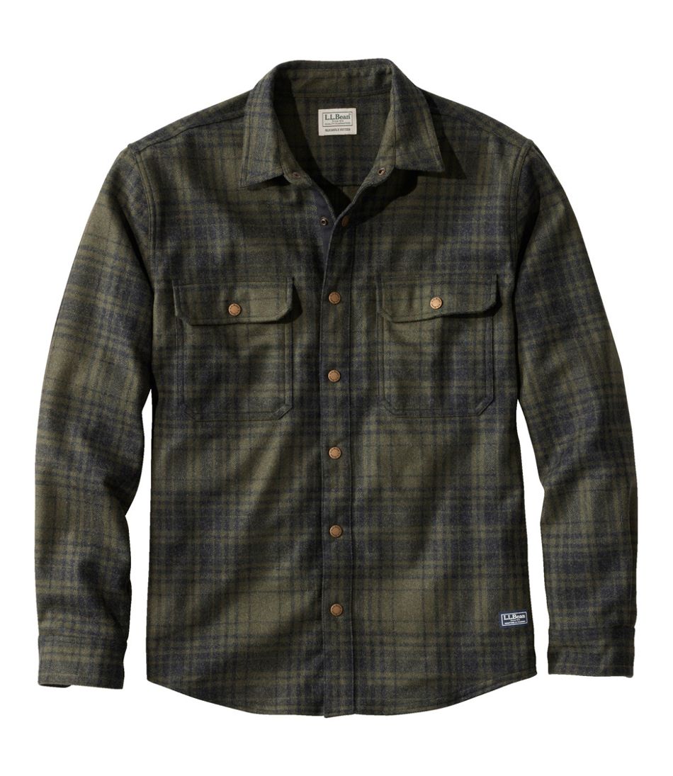 L.L.Bean | Men's Maine Guide Lightweight Wool Field Shirt, Plaid