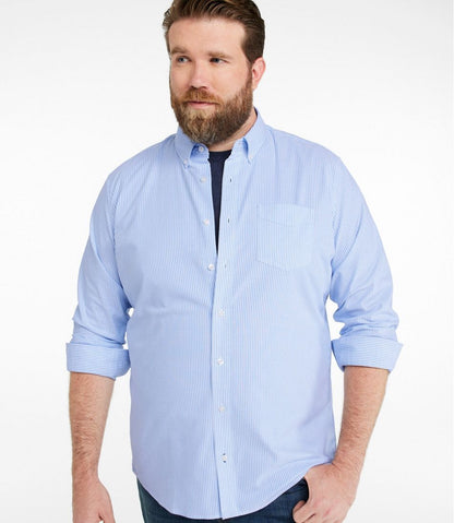 L.L.Bean | Men's Comfort Stretch Oxford Shirt, Slightly Fitted Untucked Fit, Stripe