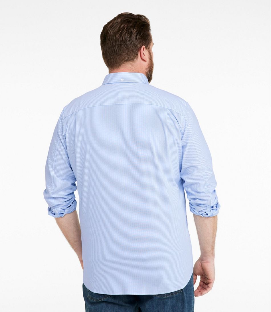 L.L.Bean | Men's Comfort Stretch Oxford Shirt, Slightly Fitted Untucked Fit, Stripe