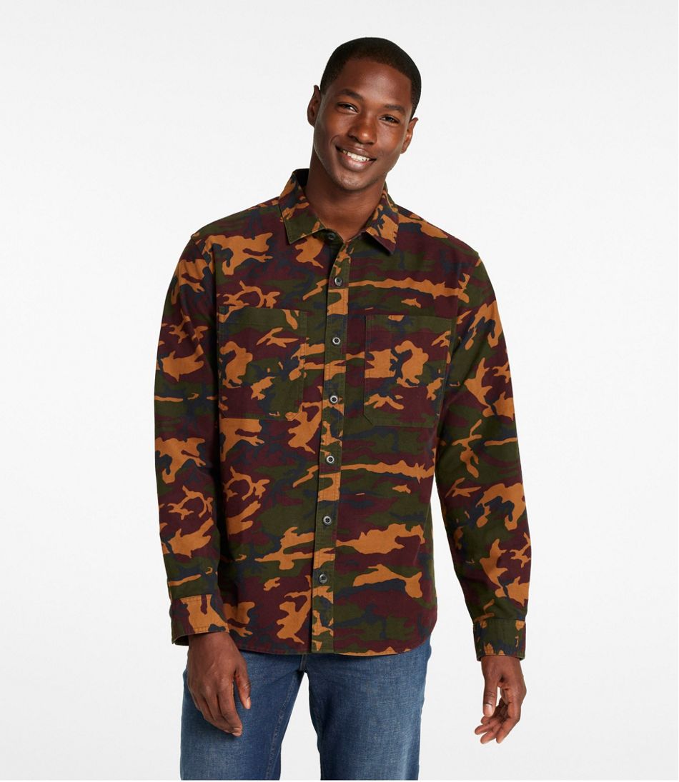 L.L.Bean | Men's Bean's Moleskin Shirt, Slightly Fitted Untucked Fit, Print