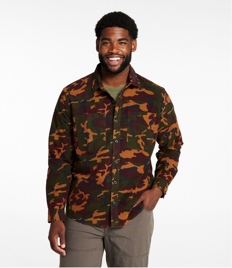 L.L.Bean | Men's Bean's Moleskin Shirt, Slightly Fitted Untucked Fit, Print