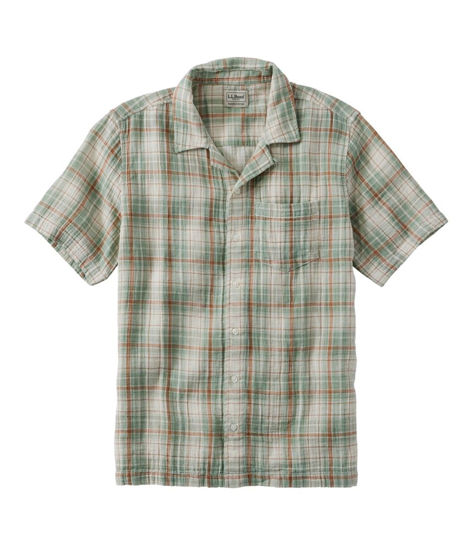 L.L.Bean | Men's Cloud Gauze Shirt, Short-Sleeve, Slightly Fitted Untucked Fit, Plaid