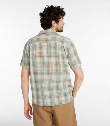 L.L.Bean | Men's Cloud Gauze Shirt, Short-Sleeve, Slightly Fitted Untucked Fit, Plaid