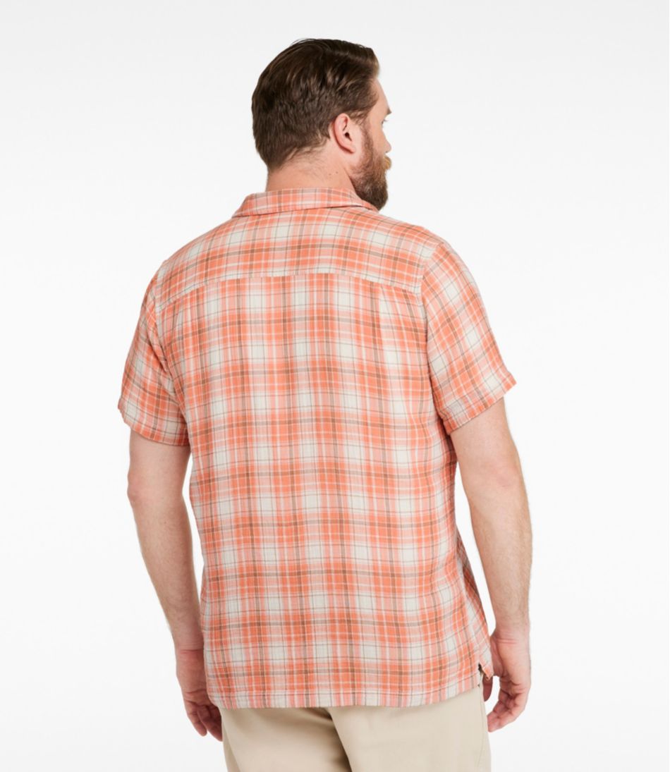 L.L.Bean | Men's Cloud Gauze Shirt, Short-Sleeve, Slightly Fitted Untucked Fit, Plaid