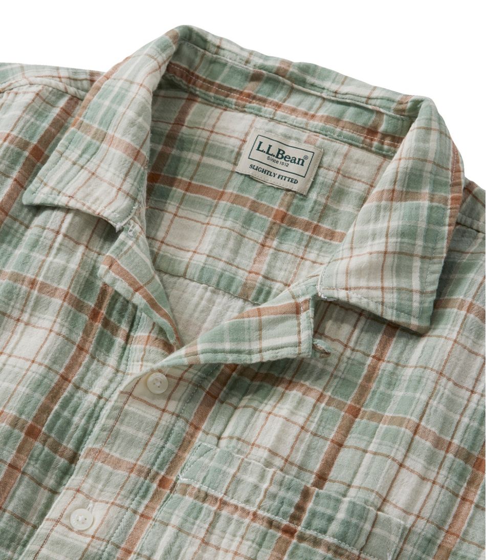 L.L.Bean | Men's Cloud Gauze Shirt, Short-Sleeve, Slightly Fitted Untucked Fit, Plaid