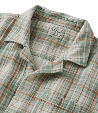 L.L.Bean | Men's Cloud Gauze Shirt, Short-Sleeve, Slightly Fitted Untucked Fit, Plaid
