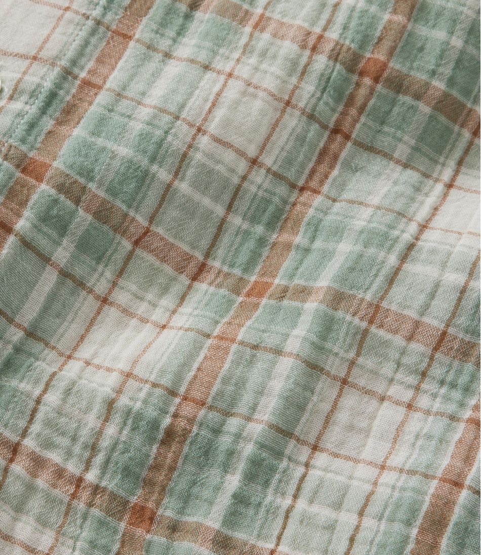 L.L.Bean | Men's Cloud Gauze Shirt, Short-Sleeve, Slightly Fitted Untucked Fit, Plaid