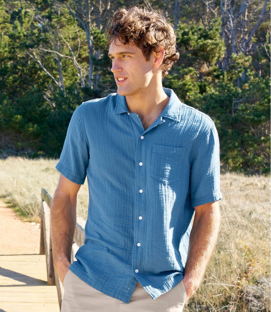 L.L.Bean | Men's Cloud Gauze Shirt, Short-Sleeve, Slightly Fitted Untucked Fit