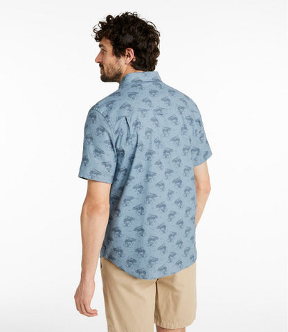 L.L.Bean | Men's Stonecoast Hemp Shirt, Short-Sleeve, Slightly Fitted Untucked Fit, Print