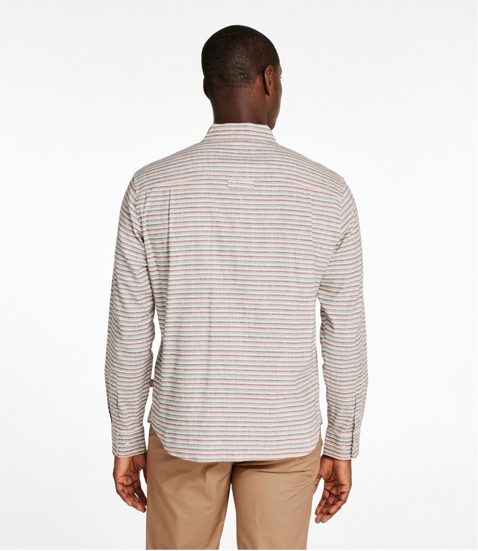 L.L.Bean | Men's Stonecoast Hemp Shirt, Long-Sleeve, Slightly Fitted Untucked Fit, Stripe