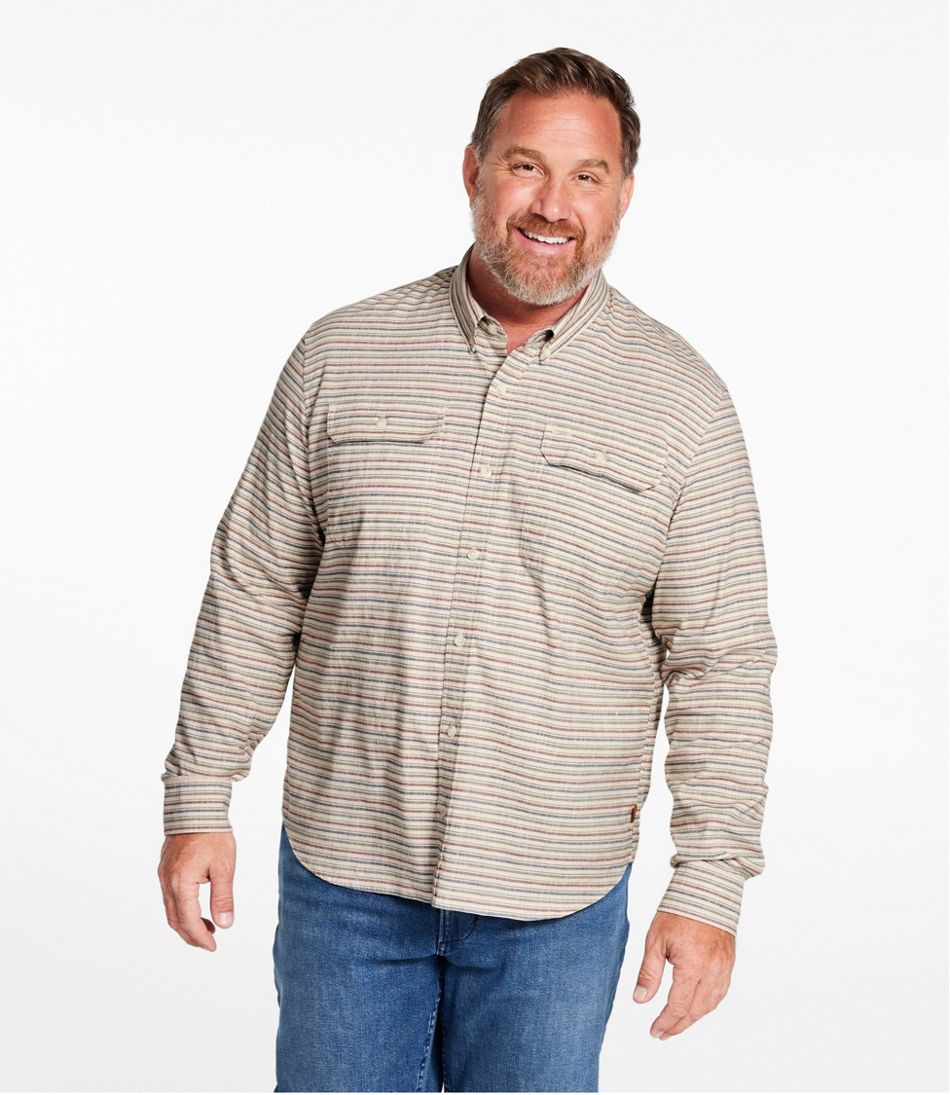 L.L.Bean | Men's Stonecoast Hemp Shirt, Long-Sleeve, Slightly Fitted Untucked Fit, Stripe