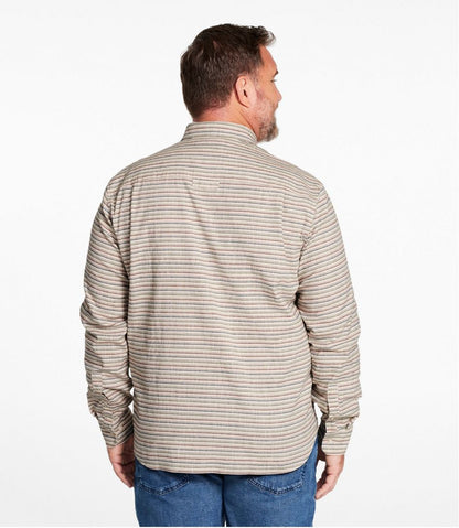 L.L.Bean | Men's Stonecoast Hemp Shirt, Long-Sleeve, Slightly Fitted Untucked Fit, Stripe
