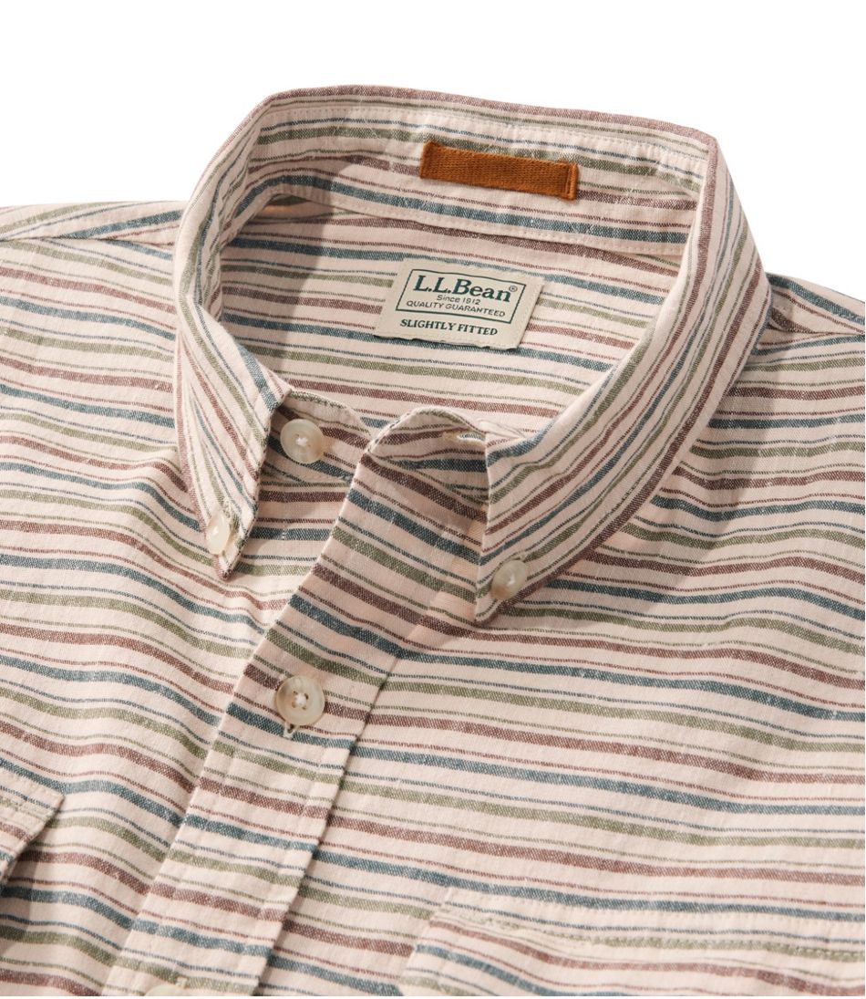L.L.Bean | Men's Stonecoast Hemp Shirt, Long-Sleeve, Slightly Fitted Untucked Fit, Stripe