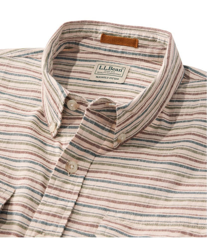 L.L.Bean | Men's Stonecoast Hemp Shirt, Long-Sleeve, Slightly Fitted Untucked Fit, Stripe