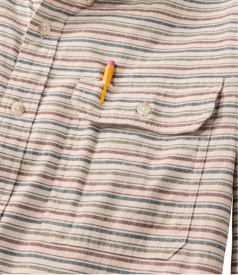 L.L.Bean | Men's Stonecoast Hemp Shirt, Long-Sleeve, Slightly Fitted Untucked Fit, Stripe