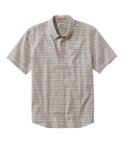 L.L.Bean | Men's Stonecoast Hemp Shirt, Short-Sleeve, Slightly Fitted Untucked Fit, Stripe
