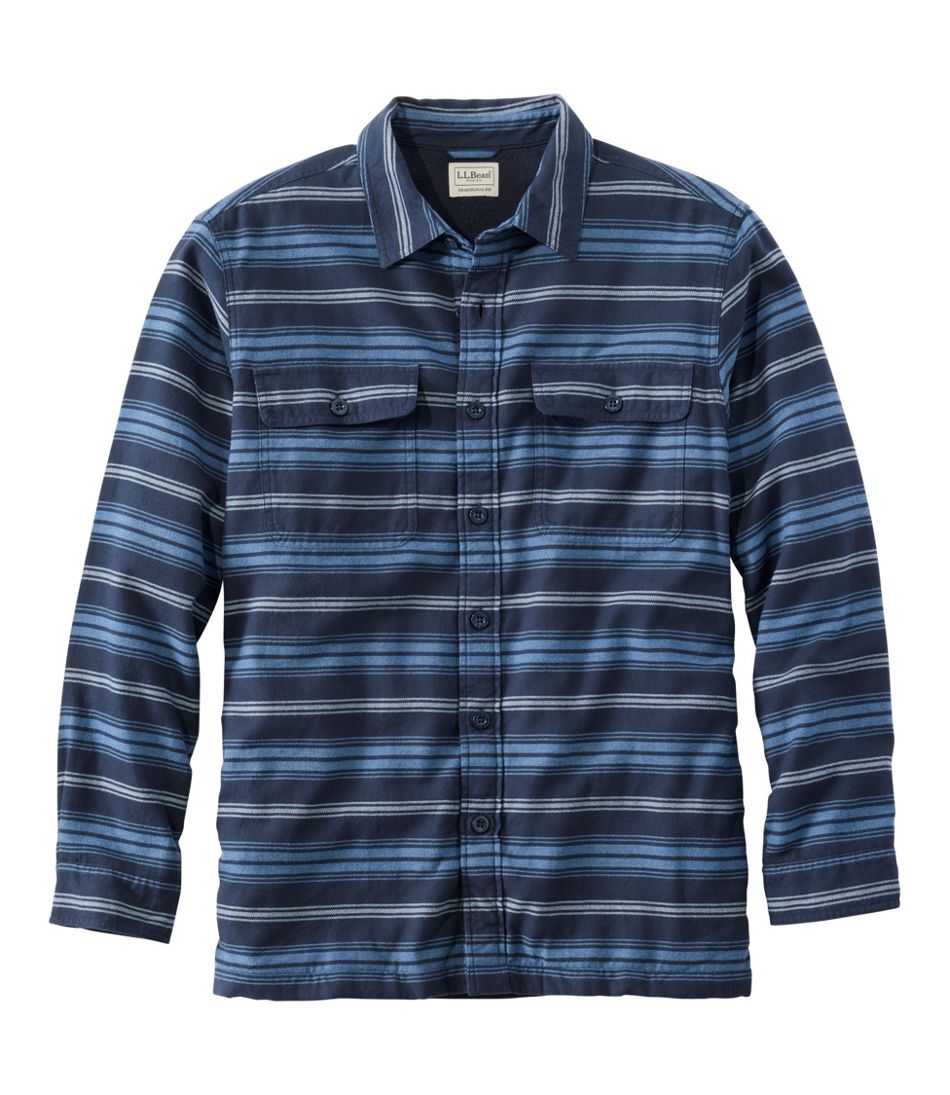 L.L.Bean | Men's Fleece-Lined Flannel Shirt, Traditional Fit, Stripe