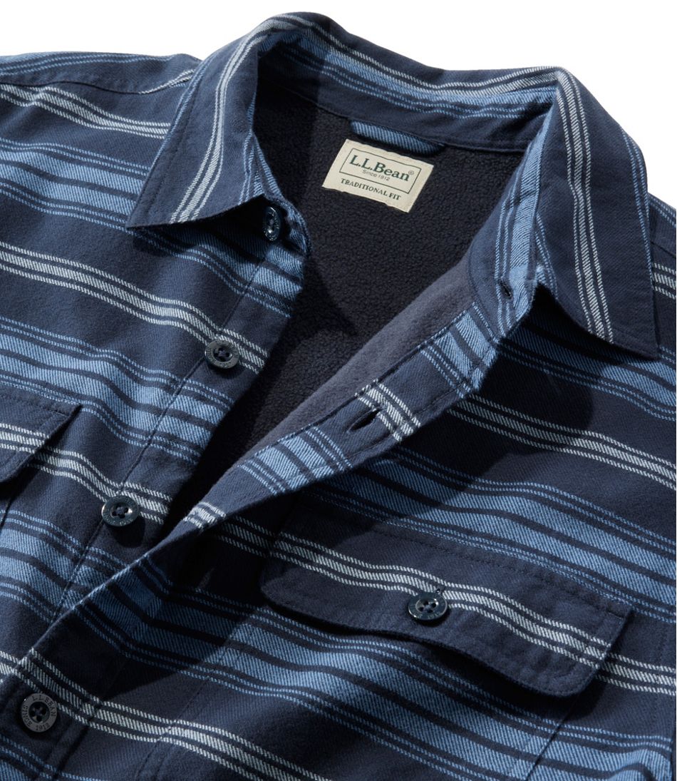 L.L.Bean | Men's Fleece-Lined Flannel Shirt, Traditional Fit, Stripe
