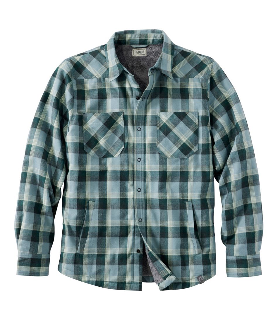 L.L.Bean | Men's Katahdin Performance Flannel Shirt-Jacket, Hi-Pile Fleece-Lined Plaid