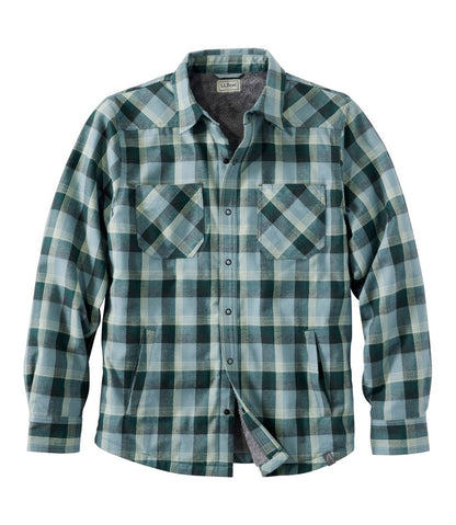 L.L.Bean | Men's Katahdin Performance Flannel Shirt-Jacket, Hi-Pile Fleece-Lined Plaid