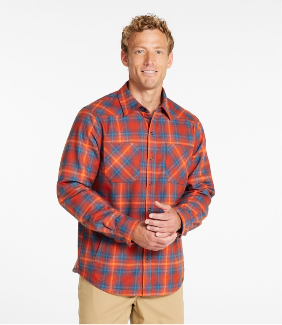 L.L.Bean | Men's Katahdin Performance Flannel Shirt-Jacket, Hi-Pile Fleece-Lined Plaid