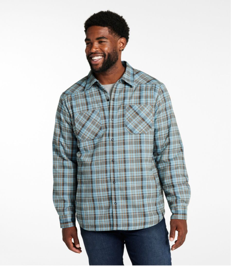 L.L.Bean | Men's Katahdin Performance Flannel Shirt-Jacket, Hi-Pile Fleece-Lined Plaid