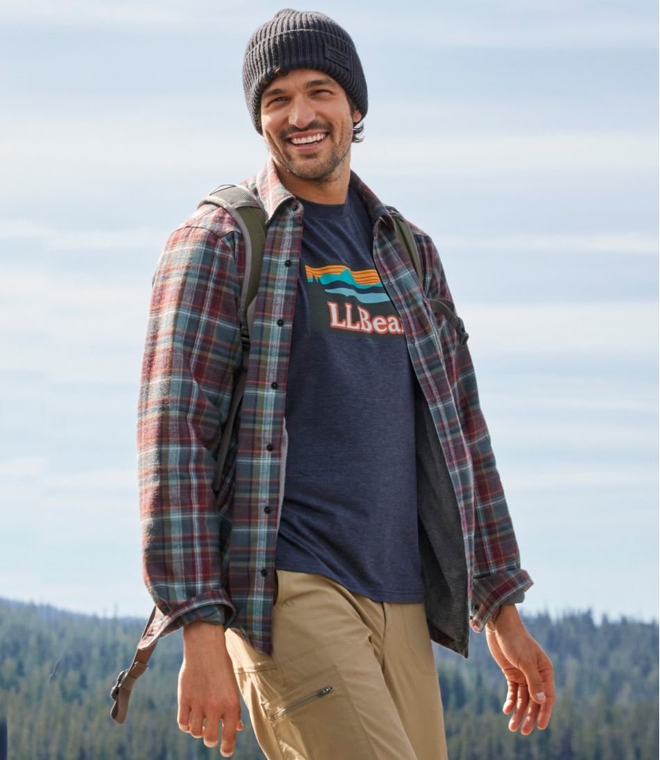 L.L.Bean | Men's Katahdin Performance Flannel Shirt-Jacket, Hi-Pile Fleece-Lined Plaid