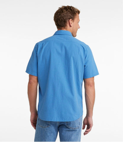 L.L.Bean | Men's Organic Cotton Seersucker Shirt, Short-Sleeve, Slightly Fitted, Plaid