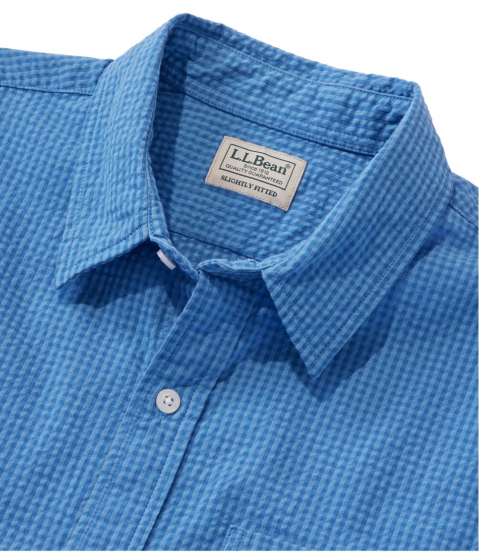 L.L.Bean | Men's Organic Cotton Seersucker Shirt, Short-Sleeve, Slightly Fitted, Plaid