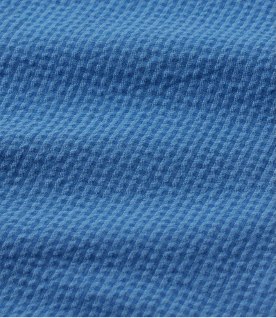 L.L.Bean | Men's Organic Cotton Seersucker Shirt, Short-Sleeve, Slightly Fitted, Plaid