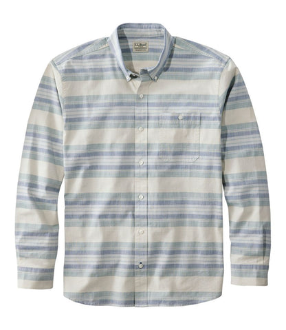 L.L.Bean | Men's Comfort Stretch Chambray Shirt, Traditional Untucked Fit, Long-Sleeve, Stripe