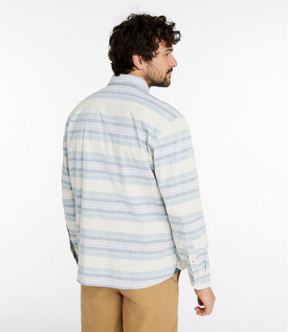 L.L.Bean | Men's Comfort Stretch Chambray Shirt, Traditional Untucked Fit, Long-Sleeve, Stripe