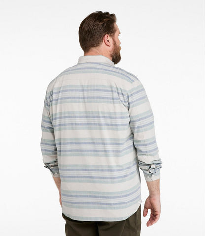 L.L.Bean | Men's Comfort Stretch Chambray Shirt, Traditional Untucked Fit, Long-Sleeve, Stripe