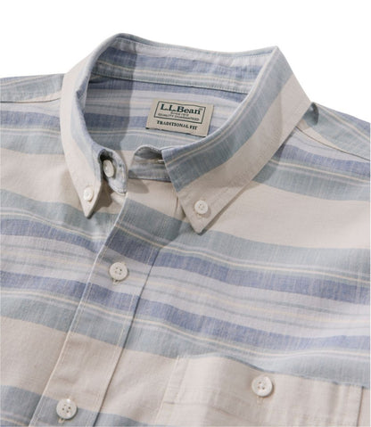 L.L.Bean | Men's Comfort Stretch Chambray Shirt, Traditional Untucked Fit, Long-Sleeve, Stripe