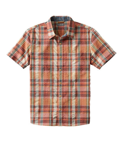 L.L.Bean | Men's Signature Seersucker Madras Shirt, Slightly Fitted, Short-Sleeve